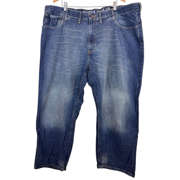 Nautica Jeans Mens 46x30 Blue Dark Wash Big & Tall Straight Leg Relaxed Fit - Picture 1 of 8